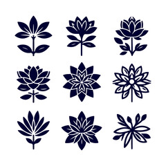 Creative Set of a vector flower outline design