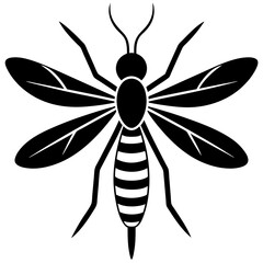 Mosquito icon logo vector art illustration on white background.