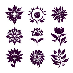 Fototapeta premium Creative Set of a vector flower outline design