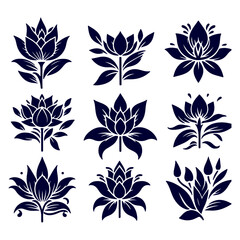 Creative Set of a vector flower outline design