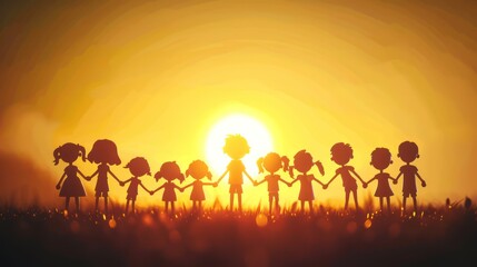 Fototapeta premium Silhouette of Stick Characters Celebrating and Cheering