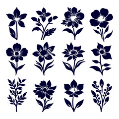 Outline flower set for artistic designs.