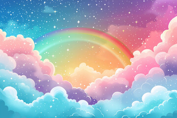 A pastel sky with clouds and stars