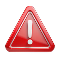 Caution symbol in red color isolated on transparent background