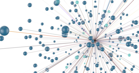 Big data visualization. Network connection structure with chaotic distribution of points and lines. 3D rendering.