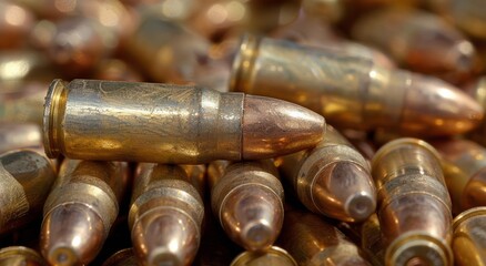 Close-Up View of Brass Bullet Casings