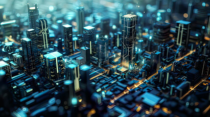 Nano-enabled smart city infrastructure high detail futuristic urban design 