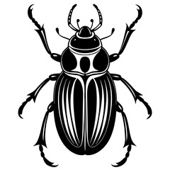 a cute beetle vector silhouette illustration