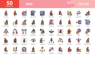 Naklejka premium B2G - Business To Government icon set