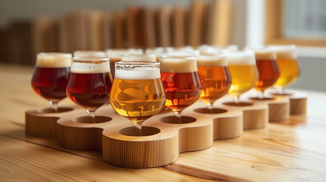Custom beer flights with creative presentation, International Beer Day, innovation in beer tasting