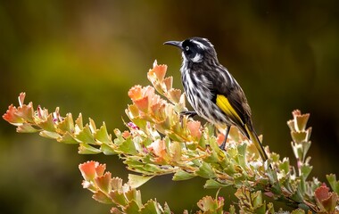 A New Holland honeyeater (phylidonyris novaehollandiae).