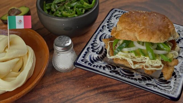 Mexican Sandwich, Cemita from puebla, mexico, Travel shot rigth