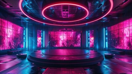 Obraz premium Futuristic Stage with Neon Lights