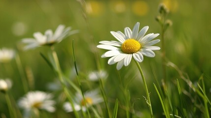 Daisies dot the meadow, their simple white petals and yellow centers a cheerful reminder of nature's simplicity.