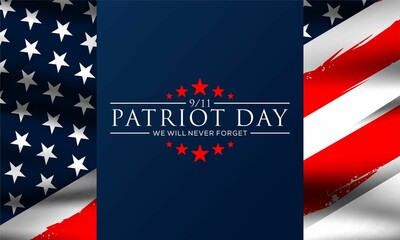 patriot day background, september 11,  , greeting card with United States national flag colors, modern design vector illustration