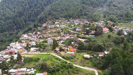 DRONE PHOTOGRAPHY OF THE VILLAGE OF SAN JOSE DEL PACIFICO IN OAXACA, MEXICO