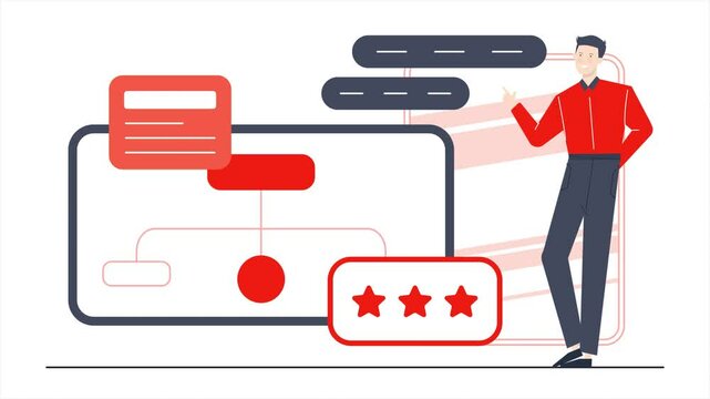 a man showing corporation business hierarchy business animated illustration video