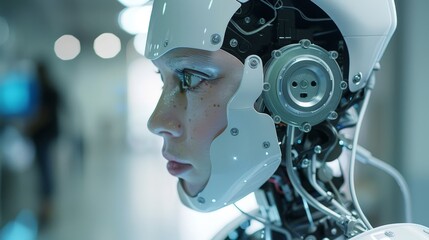 Fototapeta premium Despite its immense potential, AI also poses risks, such as job displacement and concerns about privacy and surveillance in a world where algorithms have unprecedented access to personal data.