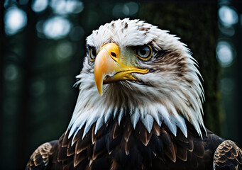 Obraz premium portrait of a beautiful bald eagle. Generative AI. 