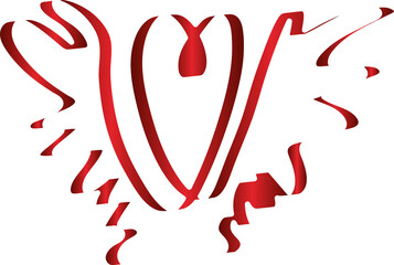 Fototapeta premium Red heart ribbons shadow. Decoration for love