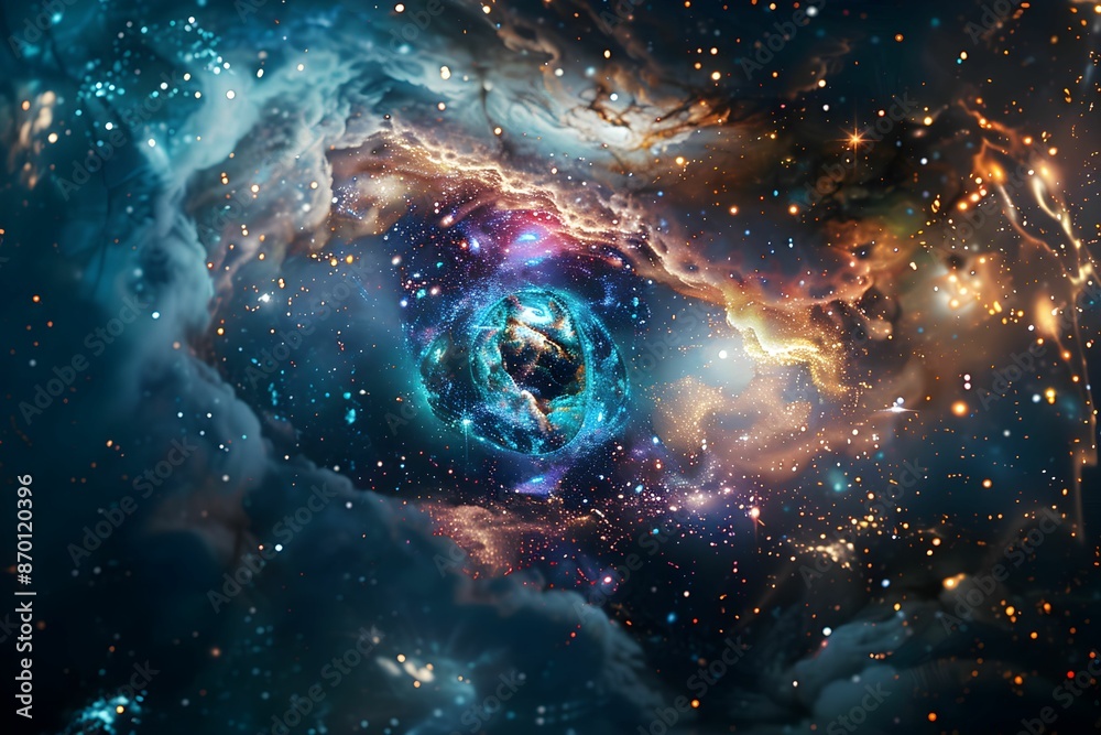 Canvas Prints an enchanting kaleidoscope of vibrant nebulae and glimmering stars in the vast expanse of a distant 