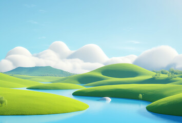 Obraz premium landscape with river and grass