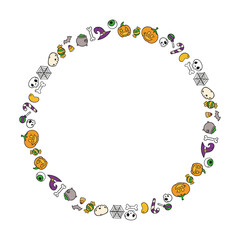 Hand drawn halloween frame template design