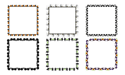 Hand drawn halloween frame template design collection