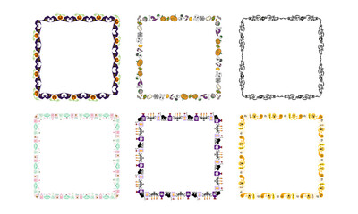 Hand drawn halloween frame template design collection