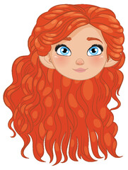 Illustration of a girl with vibrant red hair