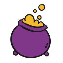 Cauldron with magic potion illustration on white background
