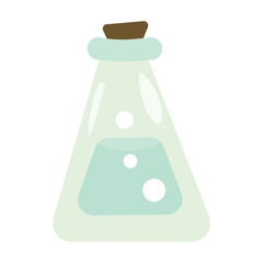 Chemistry flask scientific lab concept illustration on white
