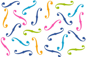 Beautiful violin f hole seamless pattern.Viola,cello drawing music concept repeating texture background.design for decorate, textile graphics, prints.Vector illustration.Classical musical instrument.