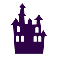 Hand drawn haunted house silhouettes for halloween celebration on white