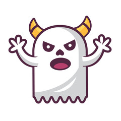 Hand drawn halloween ghost illustration on white