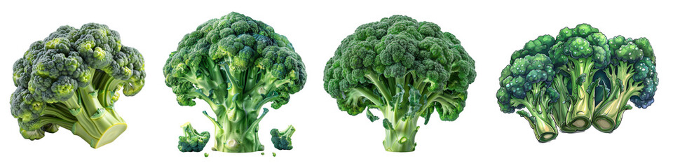 Fresh green broccoli on transparent background