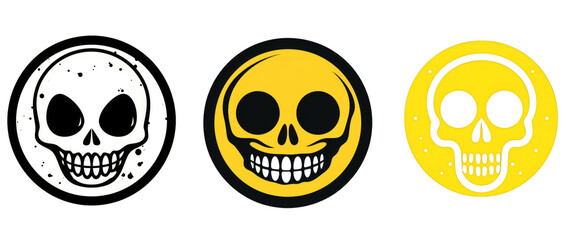 Obraz premium Flat design Halloween social media highlight icons with cute skulls. Ideal for bloggers, influencers, and businesses for Halloween promotions.