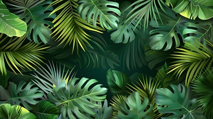 tropical leaf background with copy space