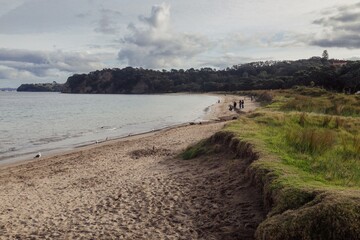 Sandy beach in Shakespeare Regional Park, Whangaparoa, Auckland, New Zealand.