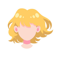 Hand drawn Hair Wig Cartoon Illustration on white background
