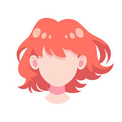 Hand drawn Hair Wig Cartoon Illustration on white