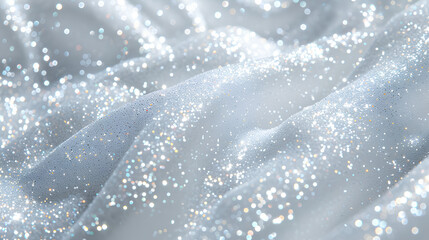 A close-up of a shimmering white background with sparkling glitter, creating a magical and festive atmosphere.