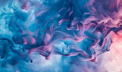 Swirling Blue and Pink Ink Underwater Abstract Background, Generative AI