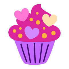 hand drawn cupcake on white background