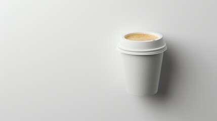 Realistic picture of a blank coffee cup on a white background with space for text and logo