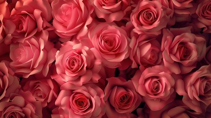 Obraz premium Wedding Invitations: Top View Background of Roses with Empty Space