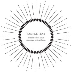 アンティークレトロ調　サンバースト（黒）放射線・太陽線・集中線・フレーム・あしらい・アイコン　