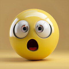 Fototapeta premium A surprised yellow emoji with wide eyes and an open mouth, conveying shock and astonishment.