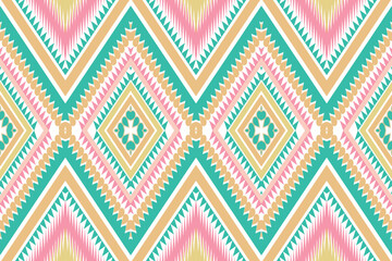 Seamless design pattern, traditional geometric zigzag pattern. pink  brown  white green vector illustration design, abstract fabric pattern, aztec style for textiles