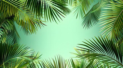 tropical leaf with light green bokeh background